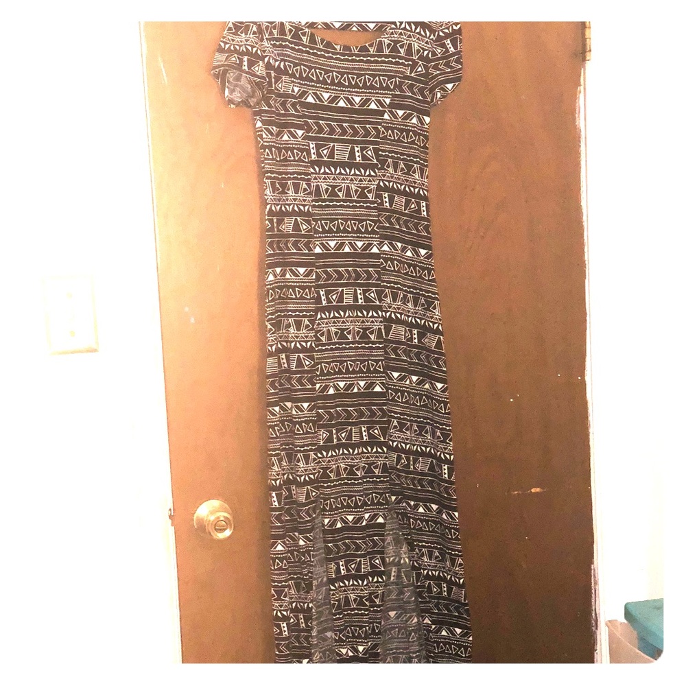 Black and white tribal floor length dress
